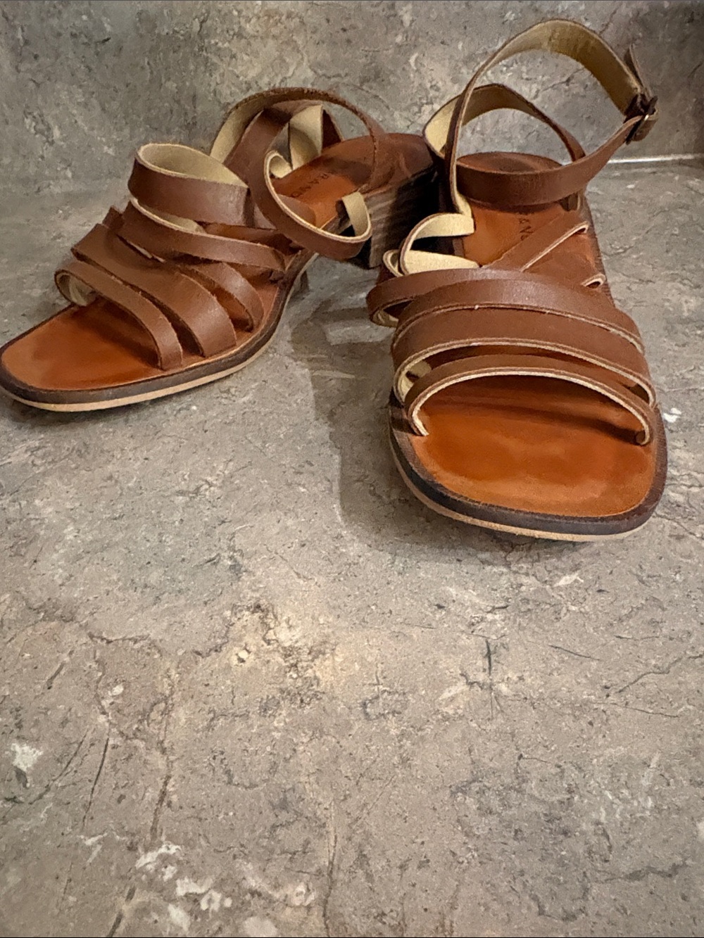 Lucky Brand Brown Leather Multi-Strap Slingback Sandals